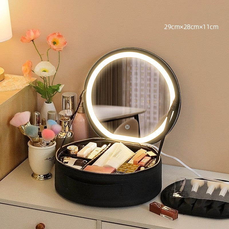 Glamour Glow-Tasche™ Luxe Leder LED Kosmetiktasche mit LED