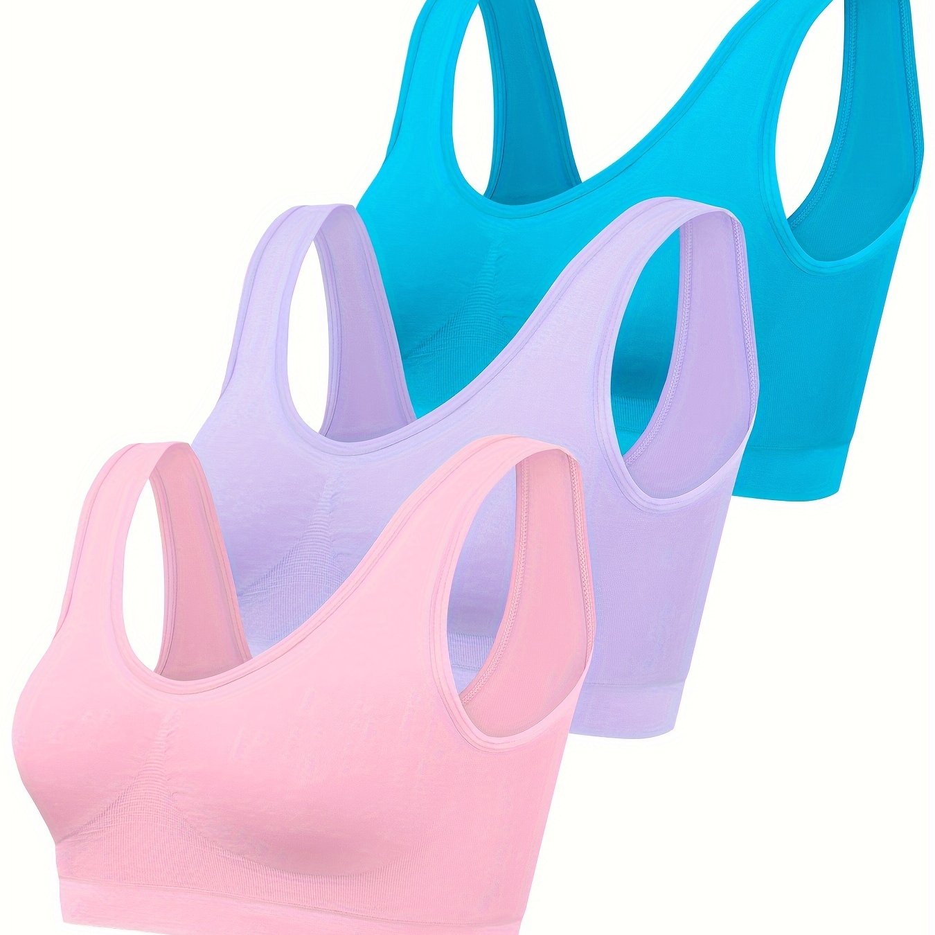 Eva | Set aus 3 einfarbigen Tanktops und nahtlosem Sport-BH