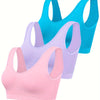 Eva | Set aus 3 einfarbigen Tanktops und nahtlosem Sport-BH