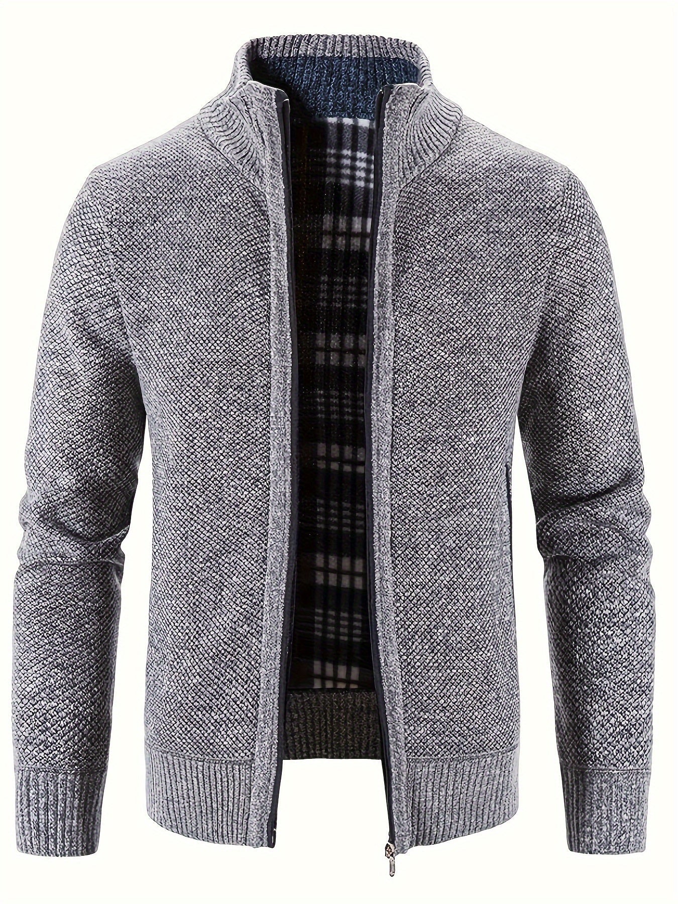 Daan | Warme Herren-Strickjacke mit Stehkragen und Reißverschlusstaschen