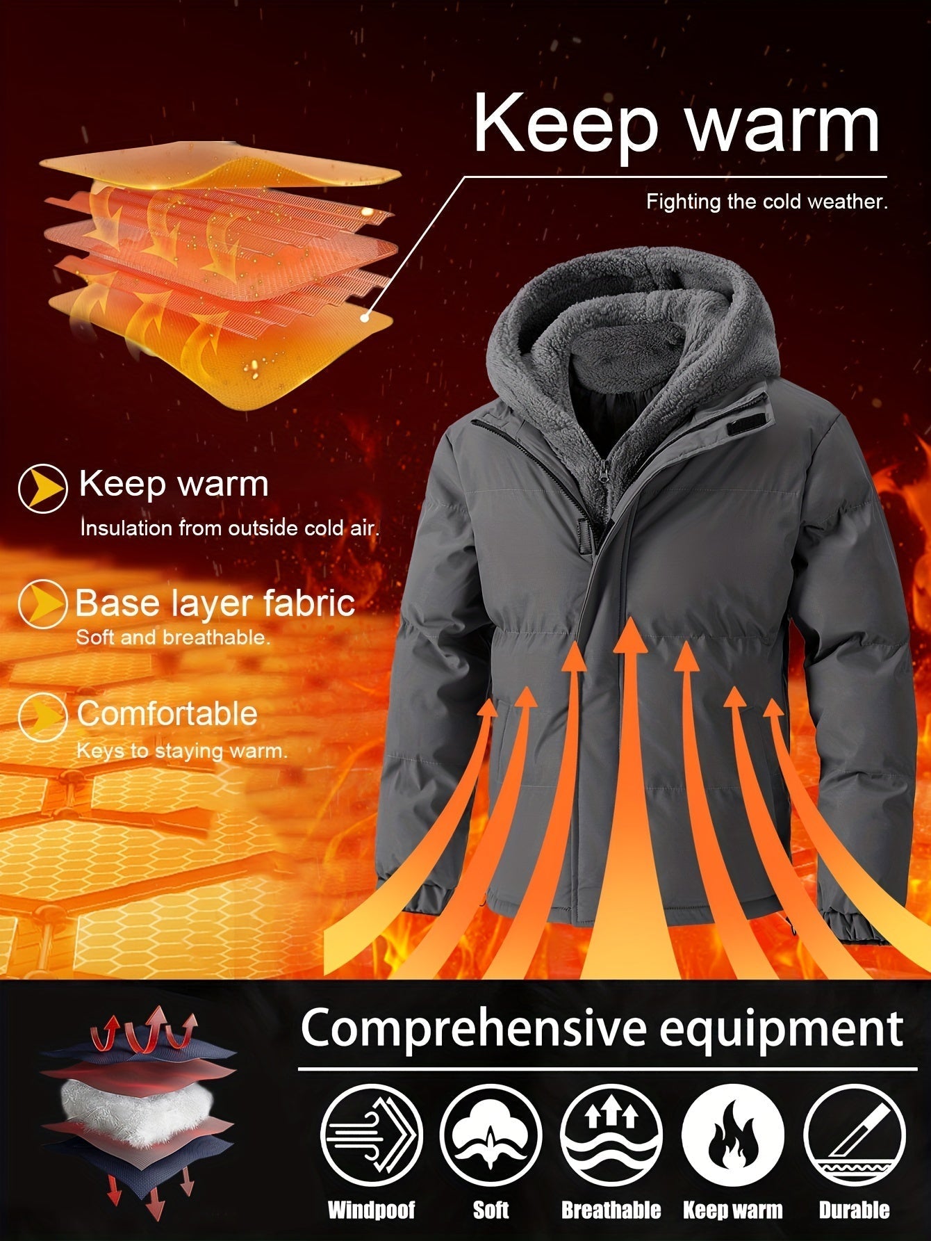Tim | Gequiltete Herren Fleecejacke mit Kapuze und Taschen