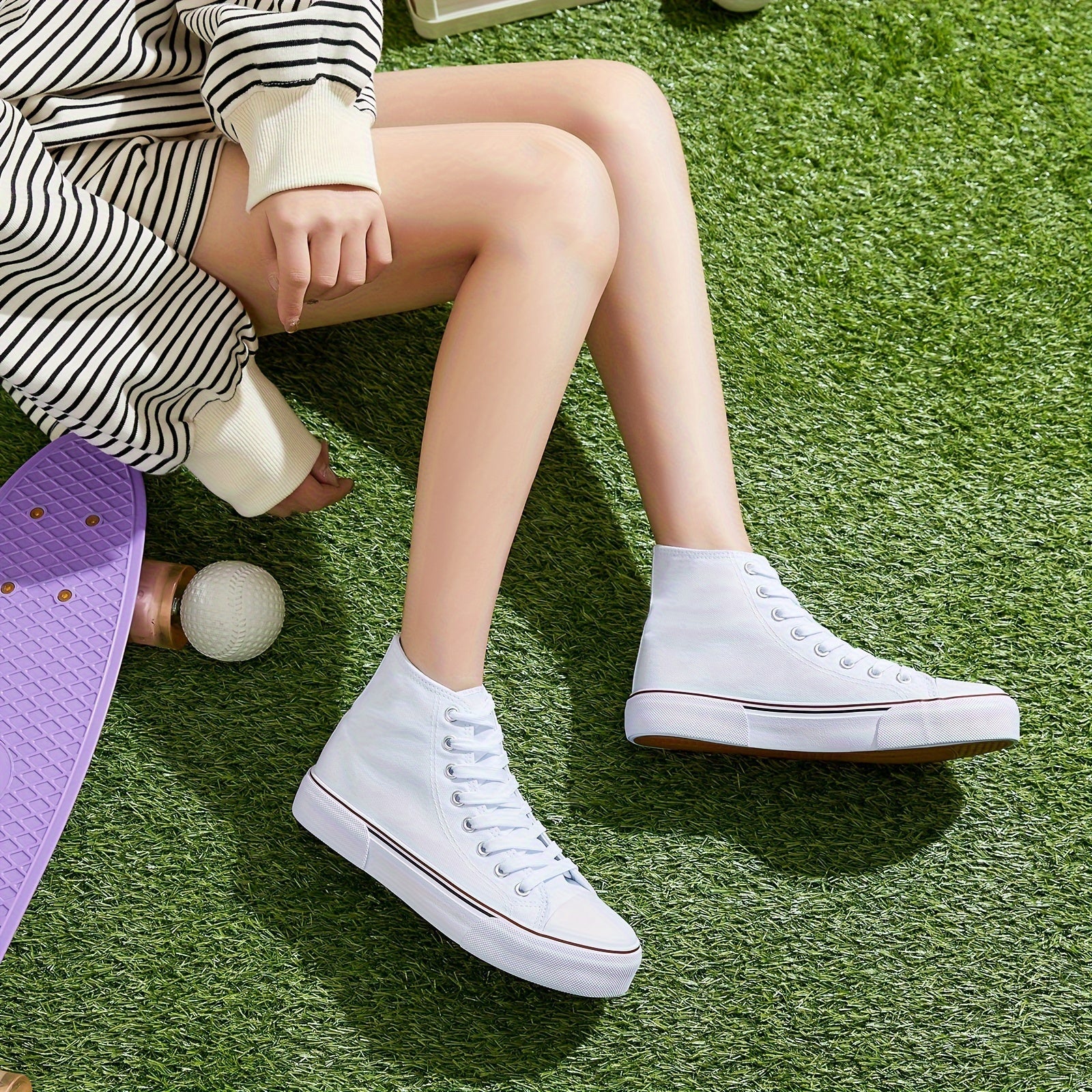 Lotte | Lässige Canvas-Turnschuhe in Uni-Farbe mit Gummisohle
