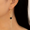 Emma | Schwarze Herz-Design Spiral-Dangle-Ohrringe