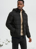 Tom | Eleganter Einfarbiger Puffer-Mantel mit Kapuze und Taschen