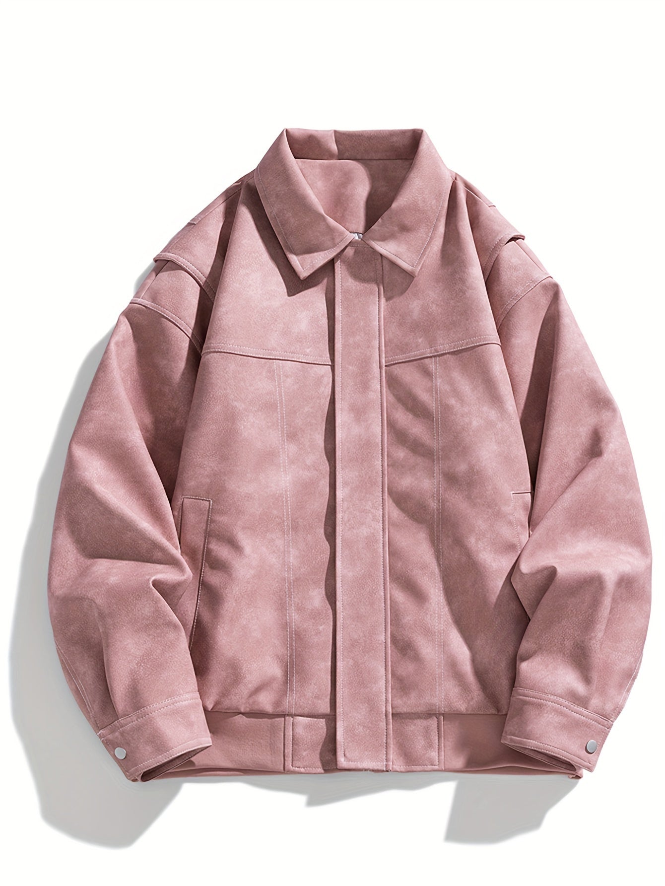 Cas | Herren Casual Kunstlederjacke Mit Klappkragen & Taschen