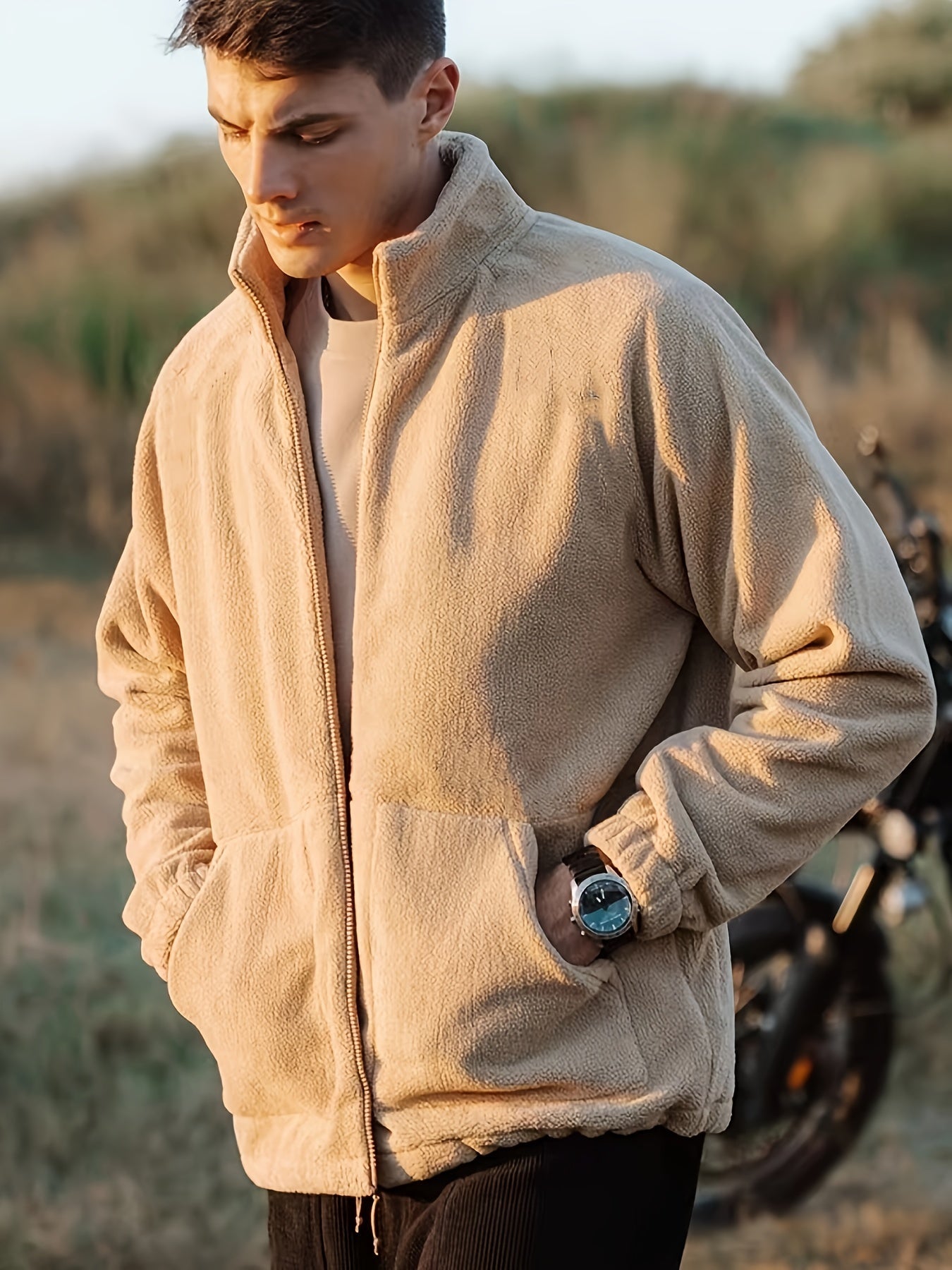 Lars | Warme Fleece-Winterjacke In Einfarbigem Design