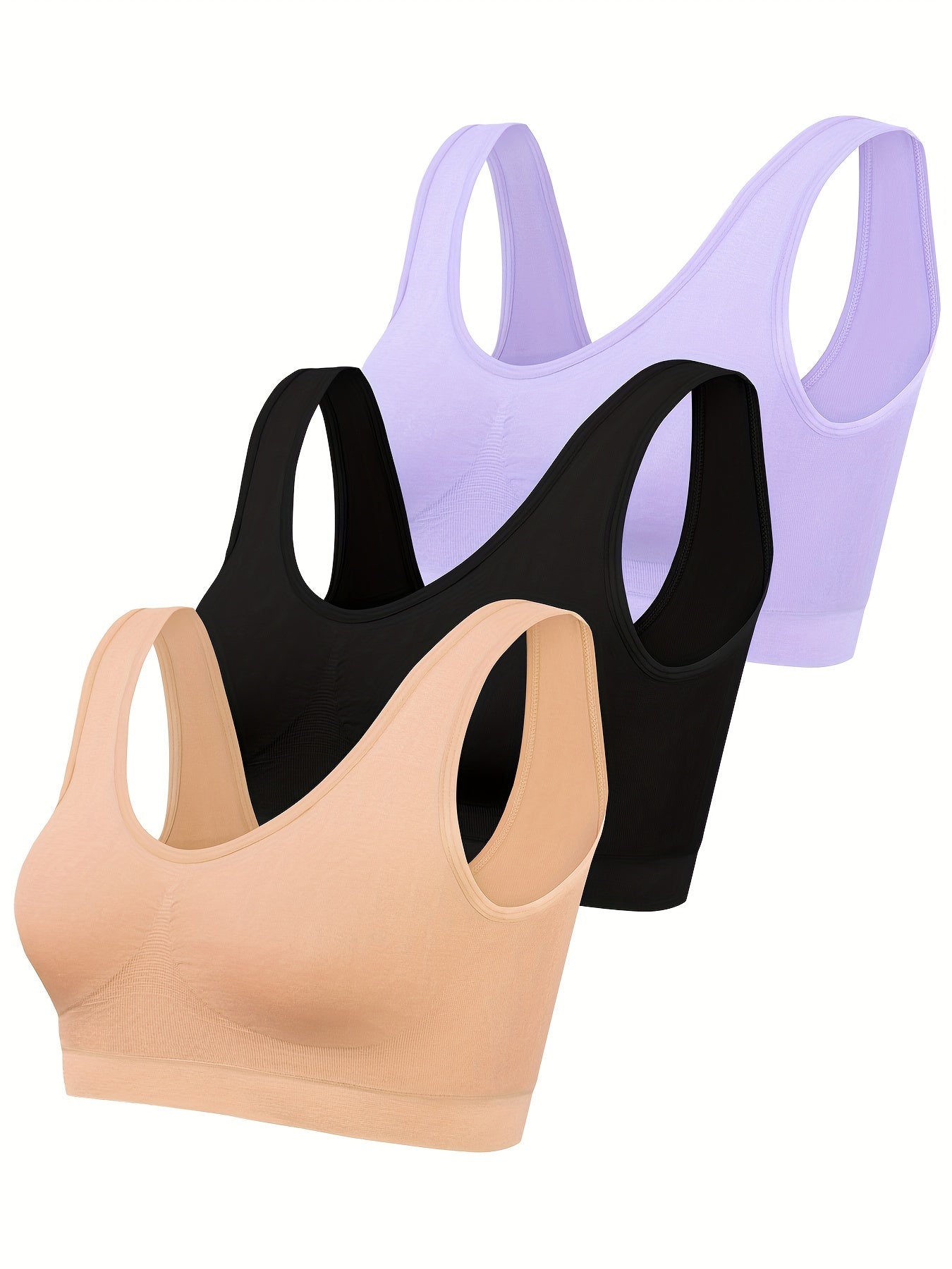 Eva | Set aus 3 einfarbigen Tanktops und nahtlosem Sport-BH