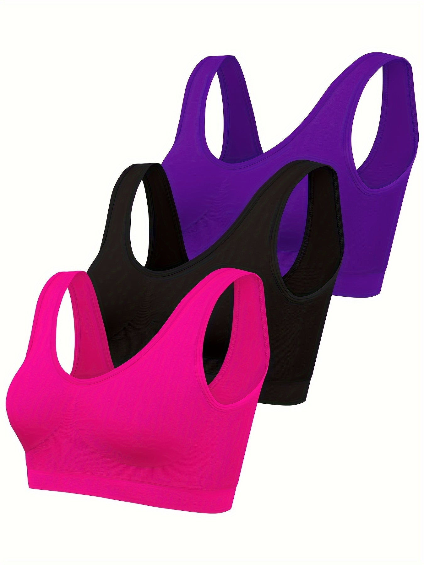 Eva | Set aus 3 einfarbigen Tanktops und nahtlosem Sport-BH