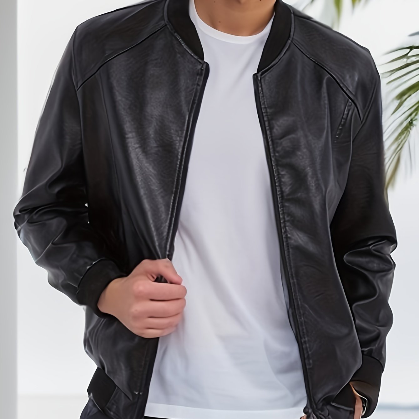 Piet | Klassisch Designtes PU-Jacke In Unifarbe