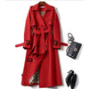 EleganzMantel™ - Stilvoller doppelreihiger Mid-Length Trenchcoat mit Gürtel.