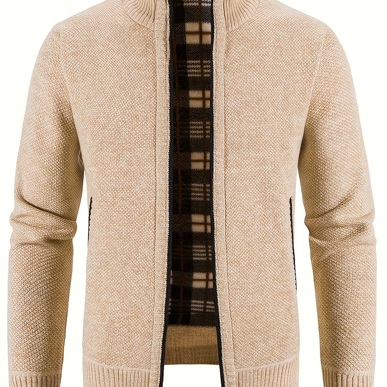 Daan | Warme Herren-Strickjacke mit Stehkragen und Reißverschlusstaschen