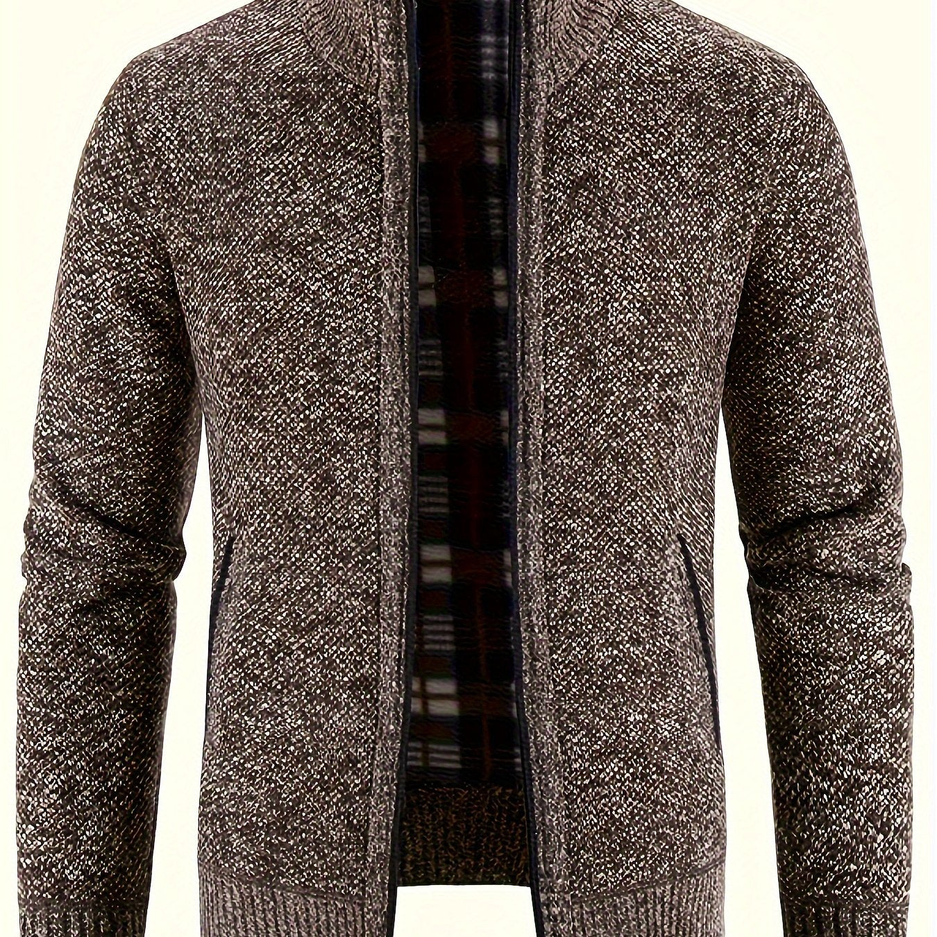 Daan | Warme Herren-Strickjacke mit Stehkragen und Reißverschlusstaschen
