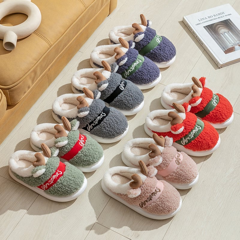 ReindeerCozy™ - Weihnachts-Hausschuhe mit Rentier-Design, weiche und warme Winterpantoffeln.