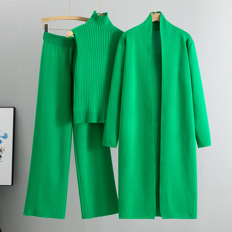 StrickEnsemble™ – Elegantes 3-teiliges Set mit Weste, Cardigan und Hose