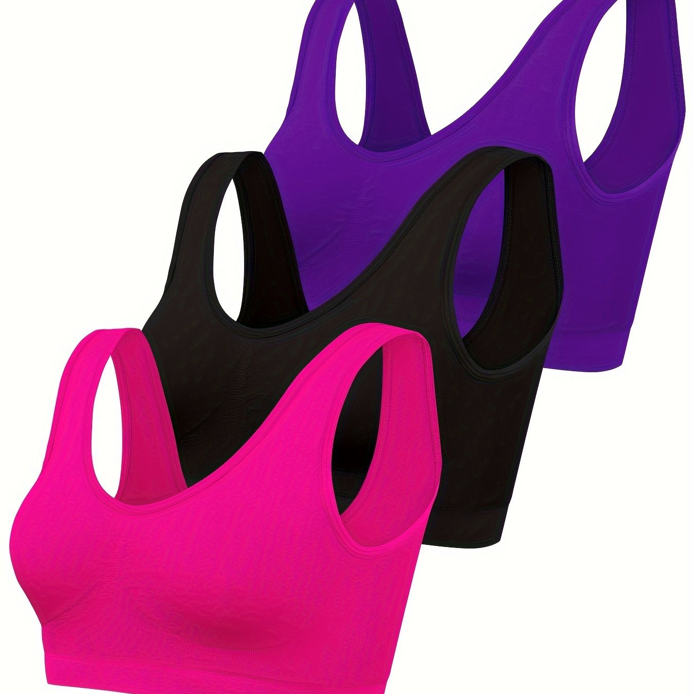 Eva | Set aus 3 einfarbigen Tanktops und nahtlosem Sport-BH