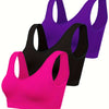 Eva | Set aus 3 einfarbigen Tanktops und nahtlosem Sport-BH