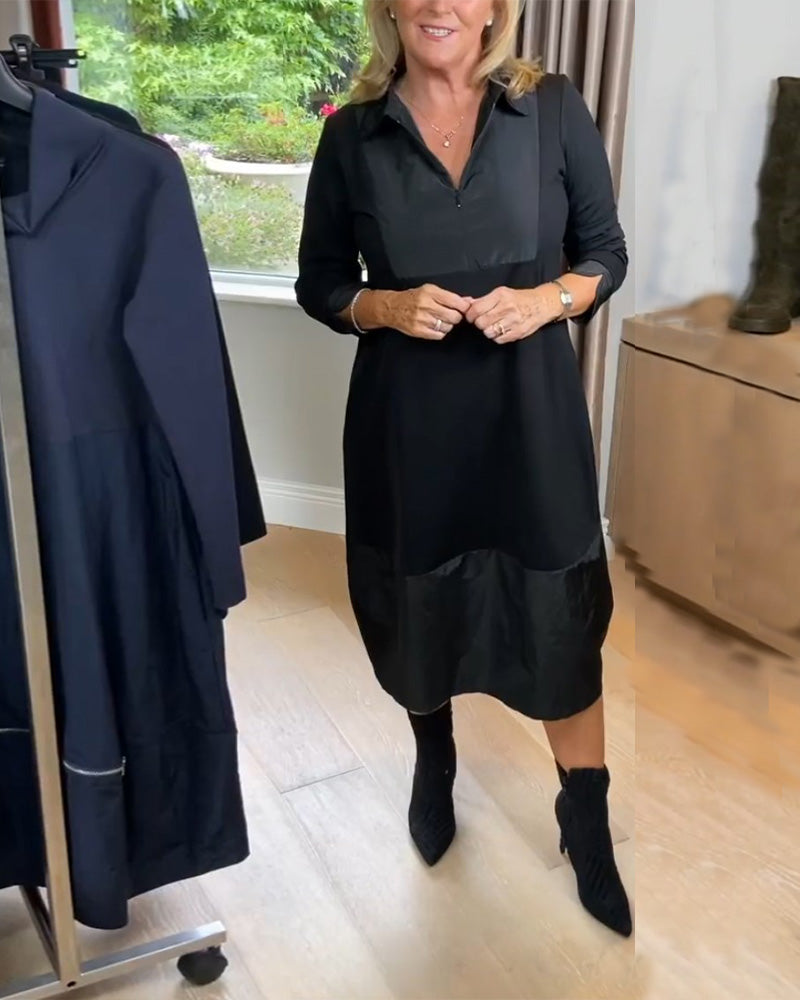 Lässiger Jurk mit Revers und Patchwork