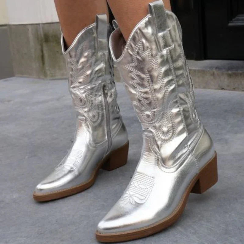 Fleur | Elegant Metallic-Cowboystiefel