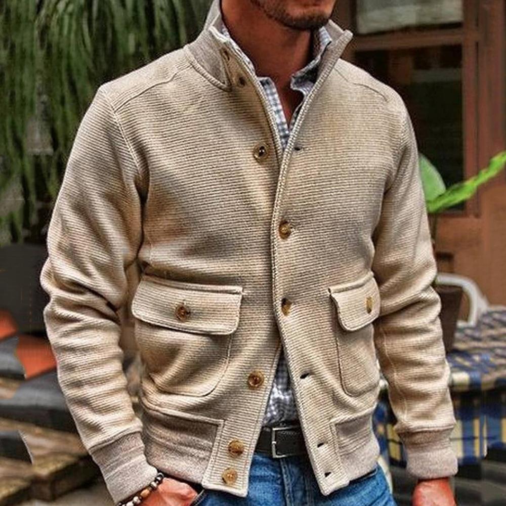 Herrenjacke Mit Stehkragen, Einfarbig