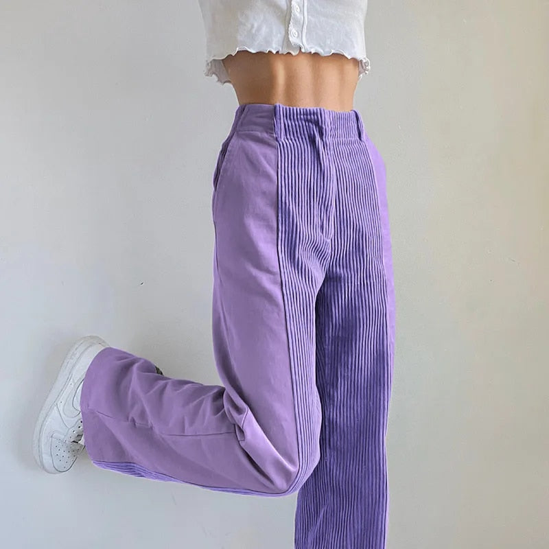 Sandra - patchwork corduroy broek met vintagelook