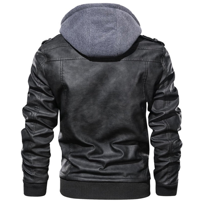 Lederjacke Mit Futter Und Kapuze Für Herren
