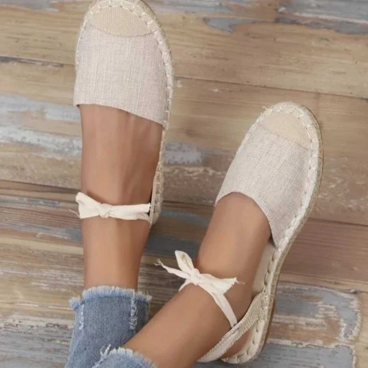Lieke | Espadrilles aus Canvas mit Knöchelriemen