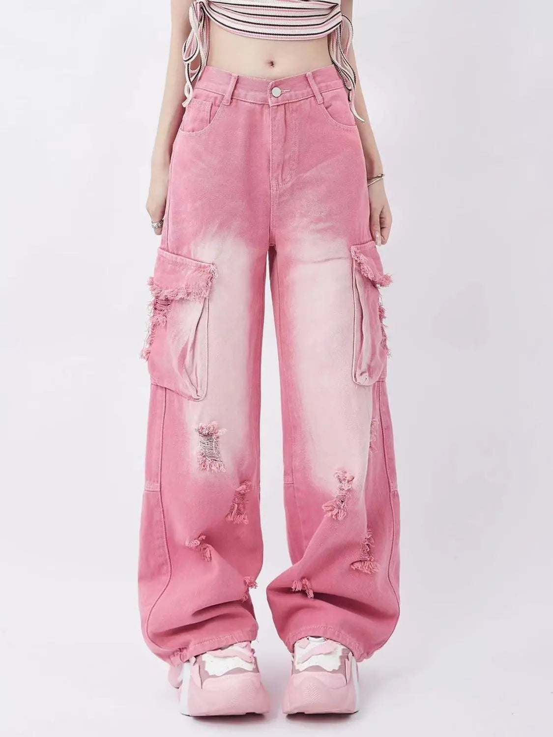 Neriah - Rosa gewaschene Jeans
