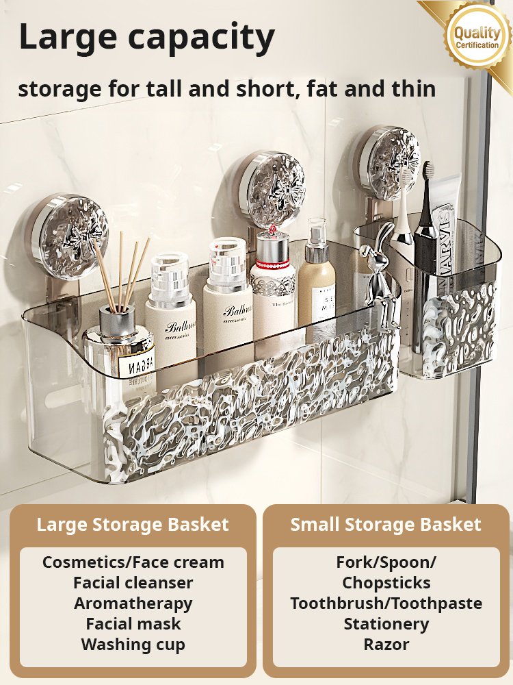 CrystalClear™ - Elegantes Saugnapfregal für Badezimmer & mehr.