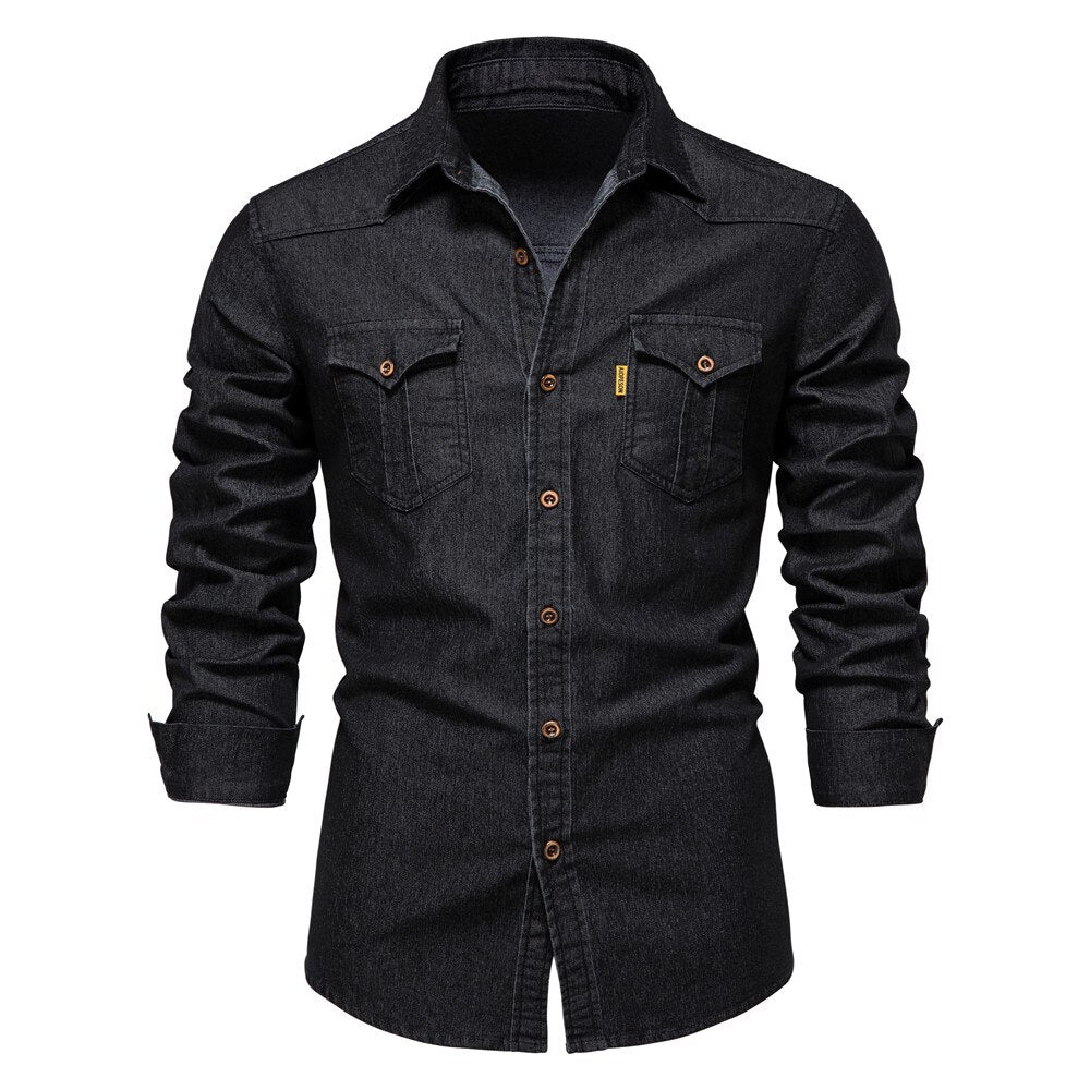 Martin™ | Elastisch katoenen denim overhemd