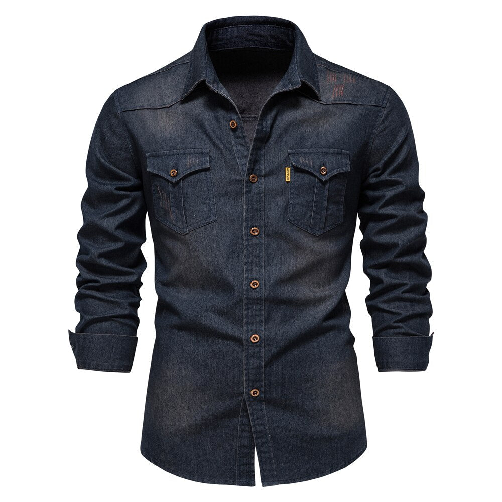 Martin™ | Elastisch katoenen denim overhemd