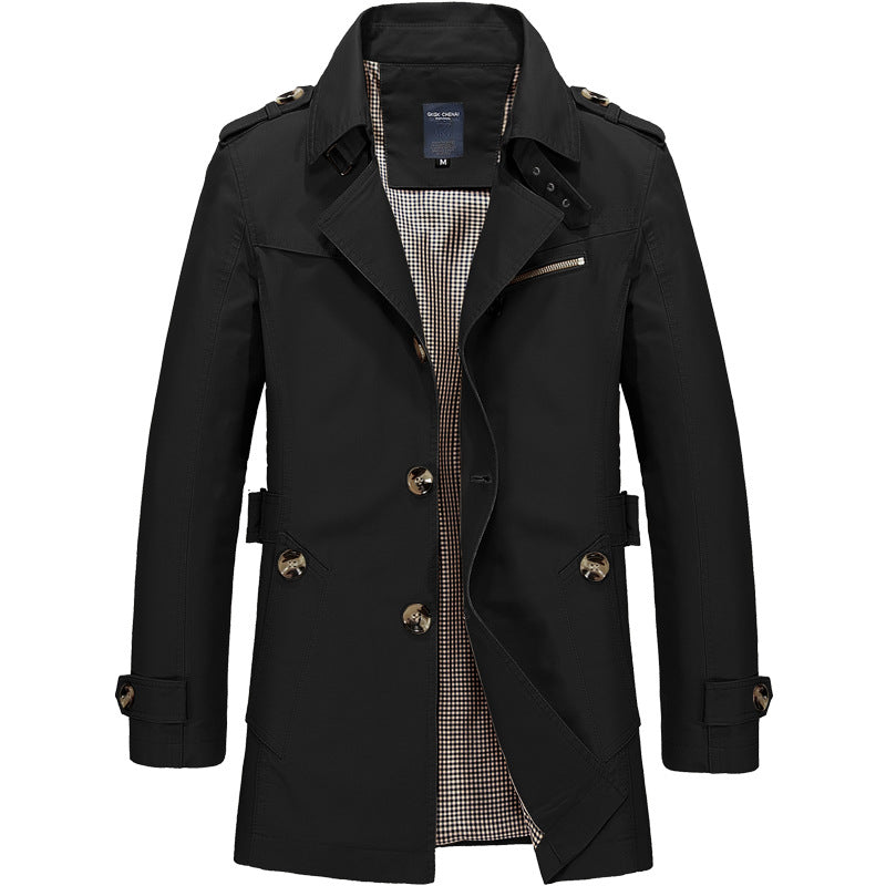 Floris | Khakifarbener langer Mantel im Business-Stil
