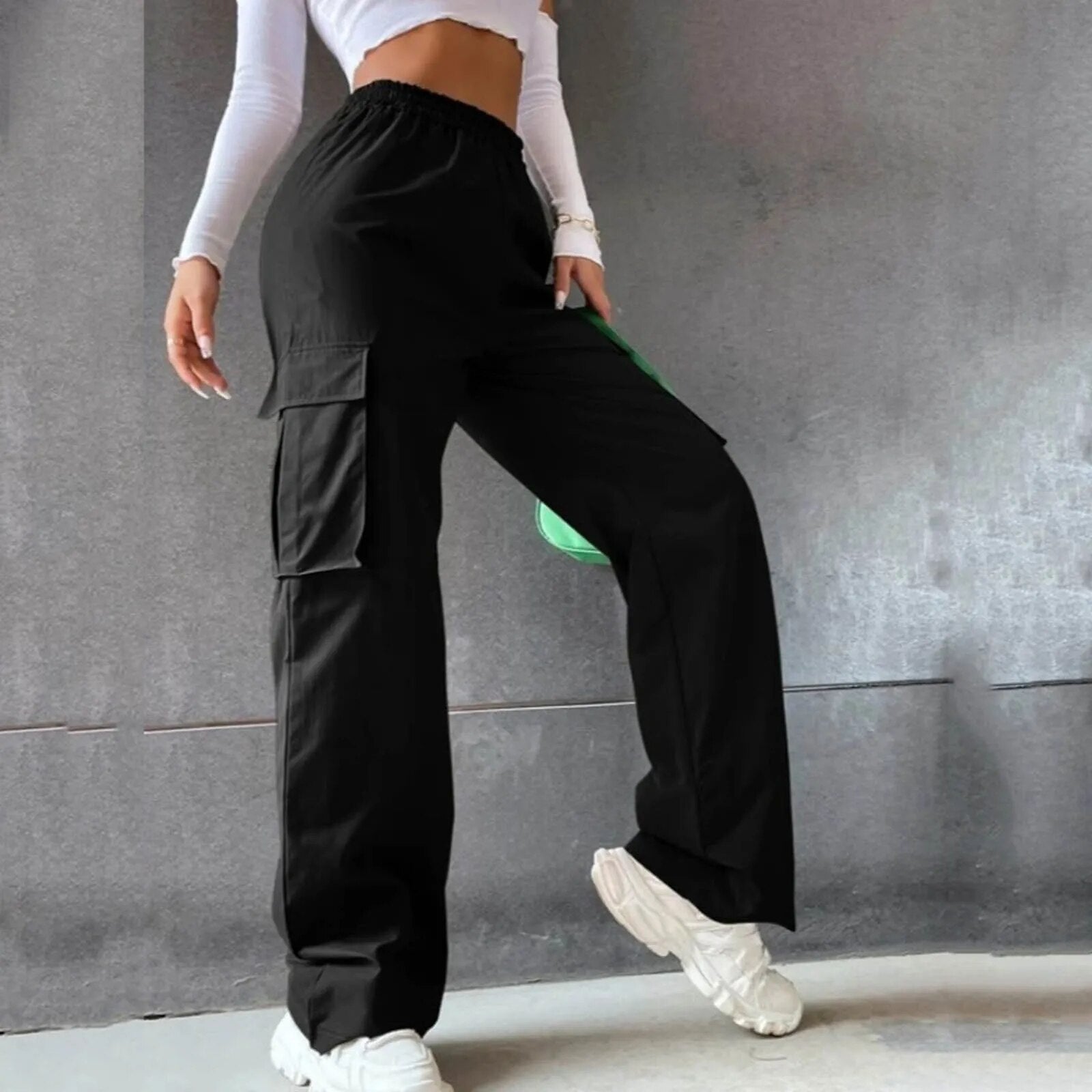 Janlie | Damen Cargohose mit hoher Taille